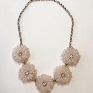 JCrew Dahlia flower pink crystal necklace